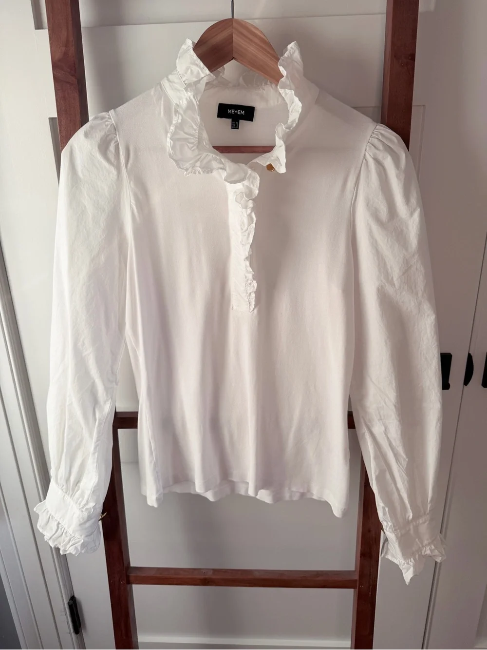 ME+EM White Ruffle-Collar Long Sleeve Blouse - Picture 1 of 6